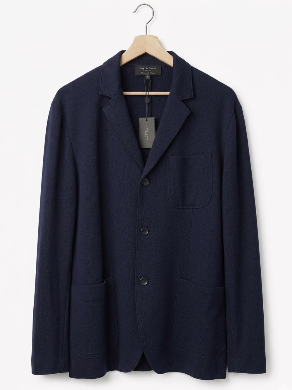 NWT Rag & Bone Achilles Japanese Wool Cardigan Blazer Jacket Dark Navy 46 XL